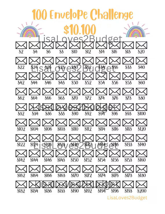 Livret d'économie de 100 enveloppes